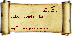 Liber Bogárka névjegykártya